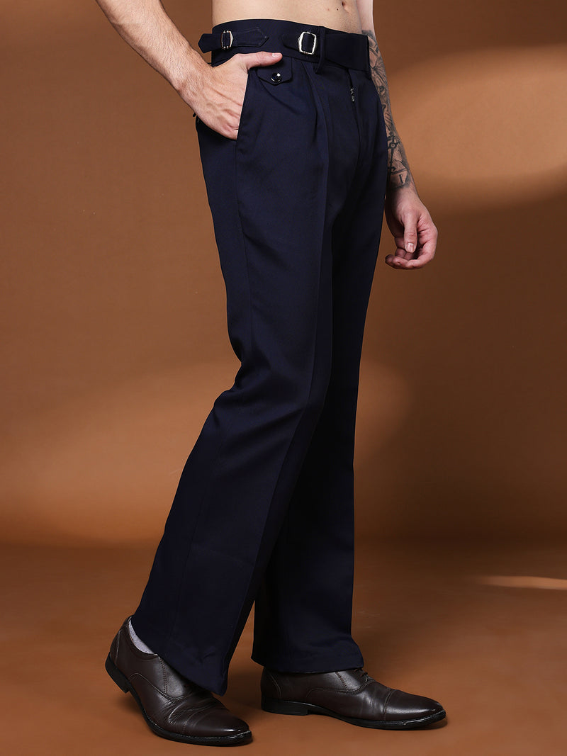 Bell Bottom Single Buckle Navy Blue Gurkha Pants
