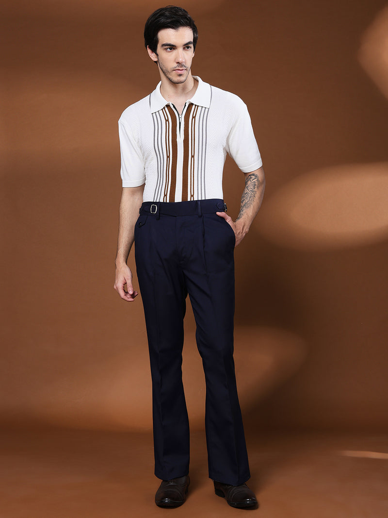 Bell Bottom Single Buckle Navy Blue Gurkha Pants