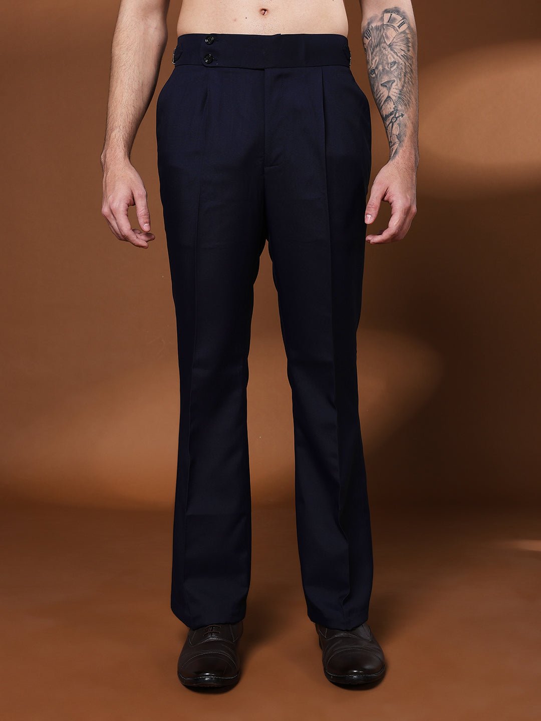 Bell Bottom Double Button Navy Blue Gurkha Pants