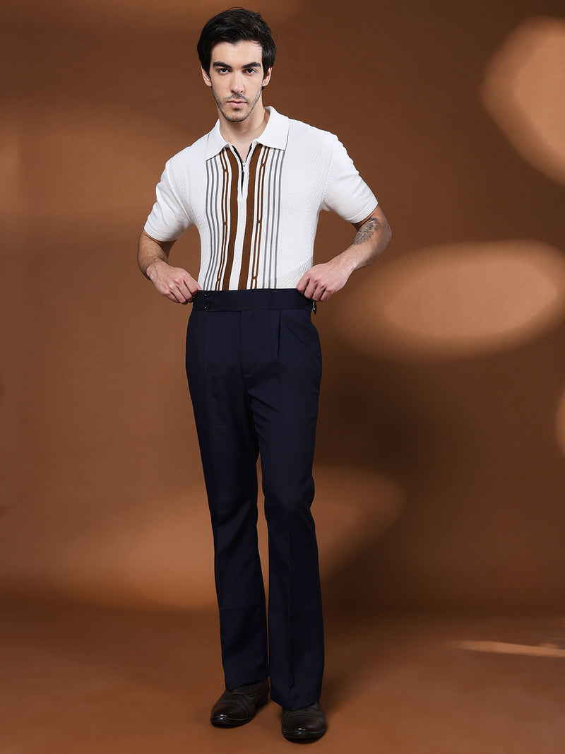 Bell Bottom Double Button Navy Blue Gurkha Pants