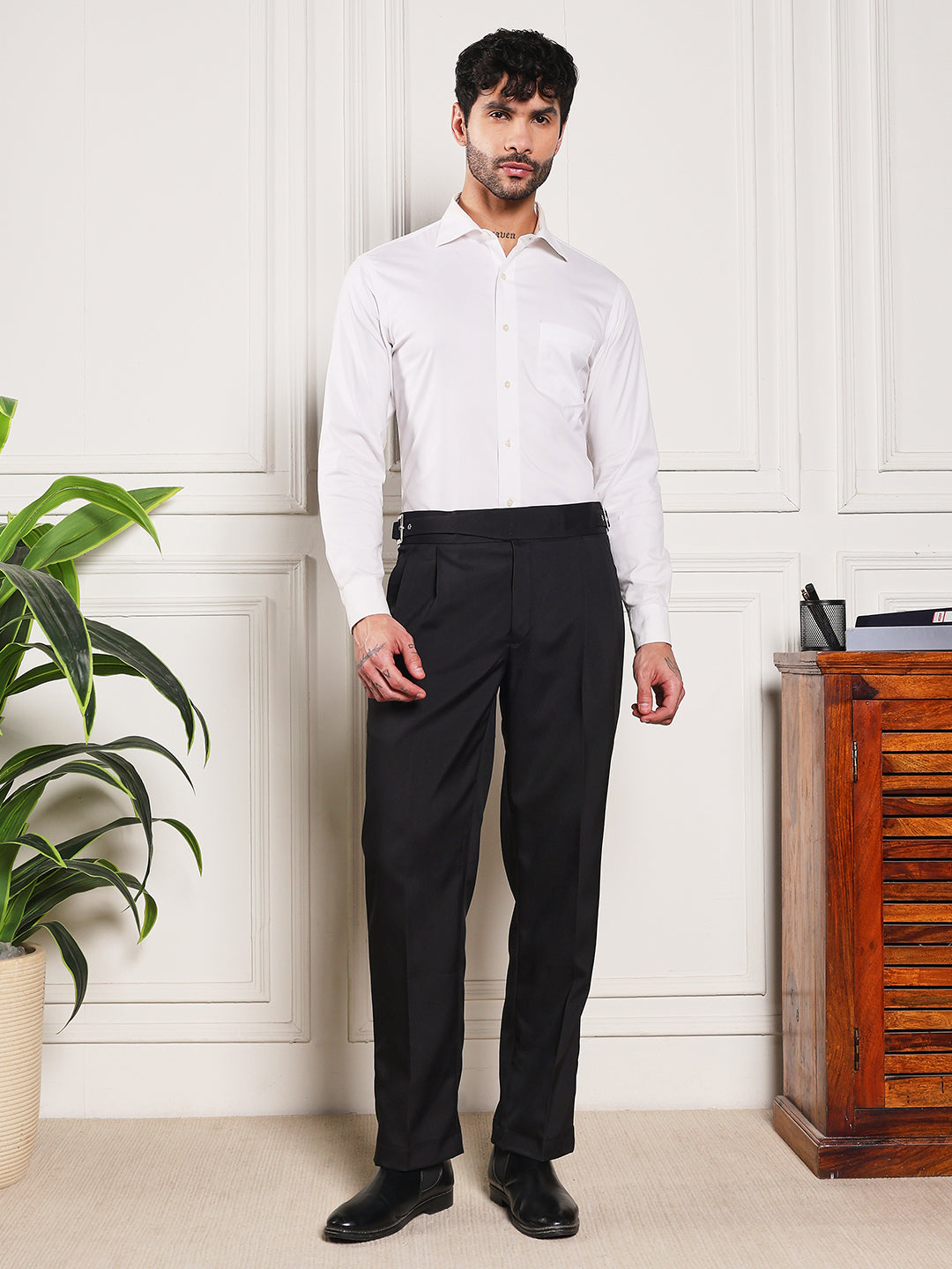 Loose Fit Classic Buckle Royal Black Gurkha Pants