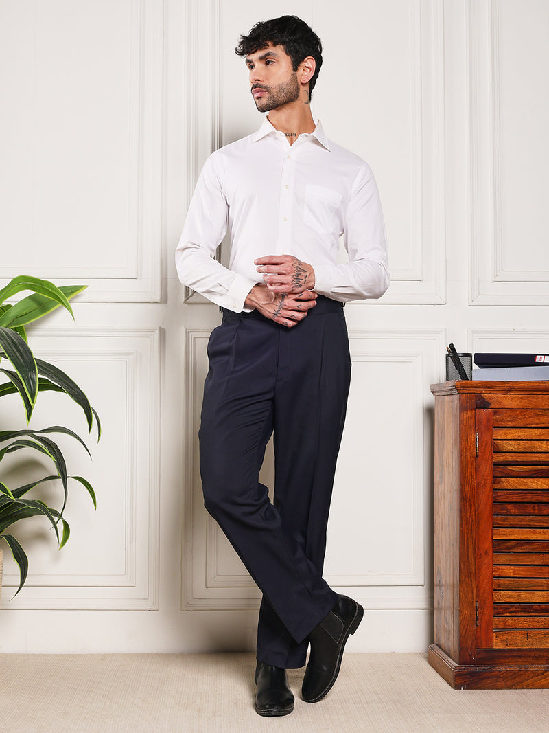 Loose Fit Double Button Navy Blue Gurkha Pants