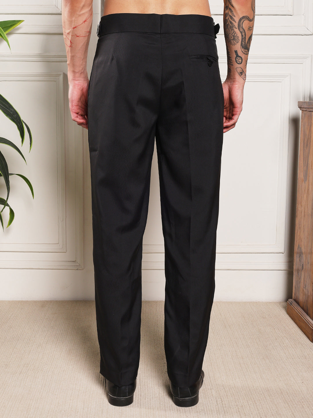 Loose Fit Classic Buckle Royal Black Gurkha Pants