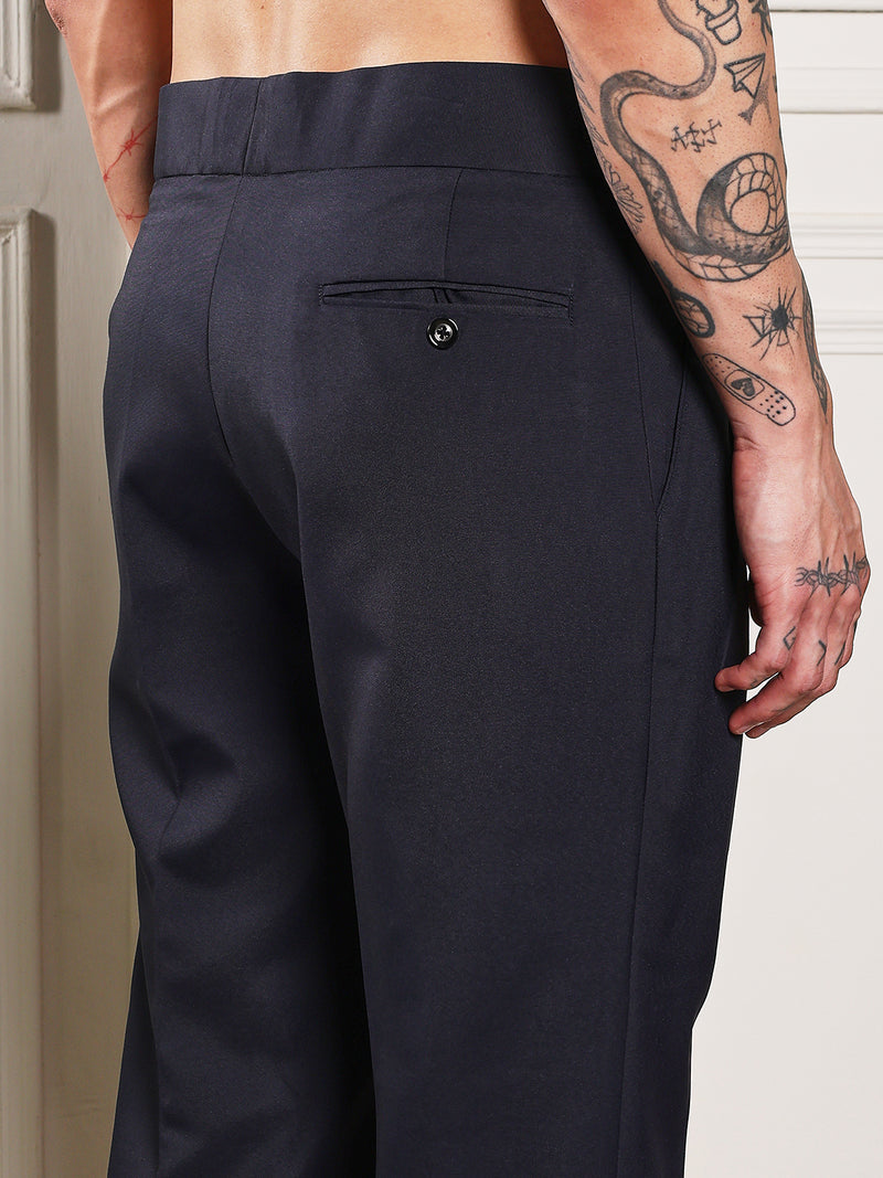 Loose Fit Classic Button Navy Blue Gurkha Pants