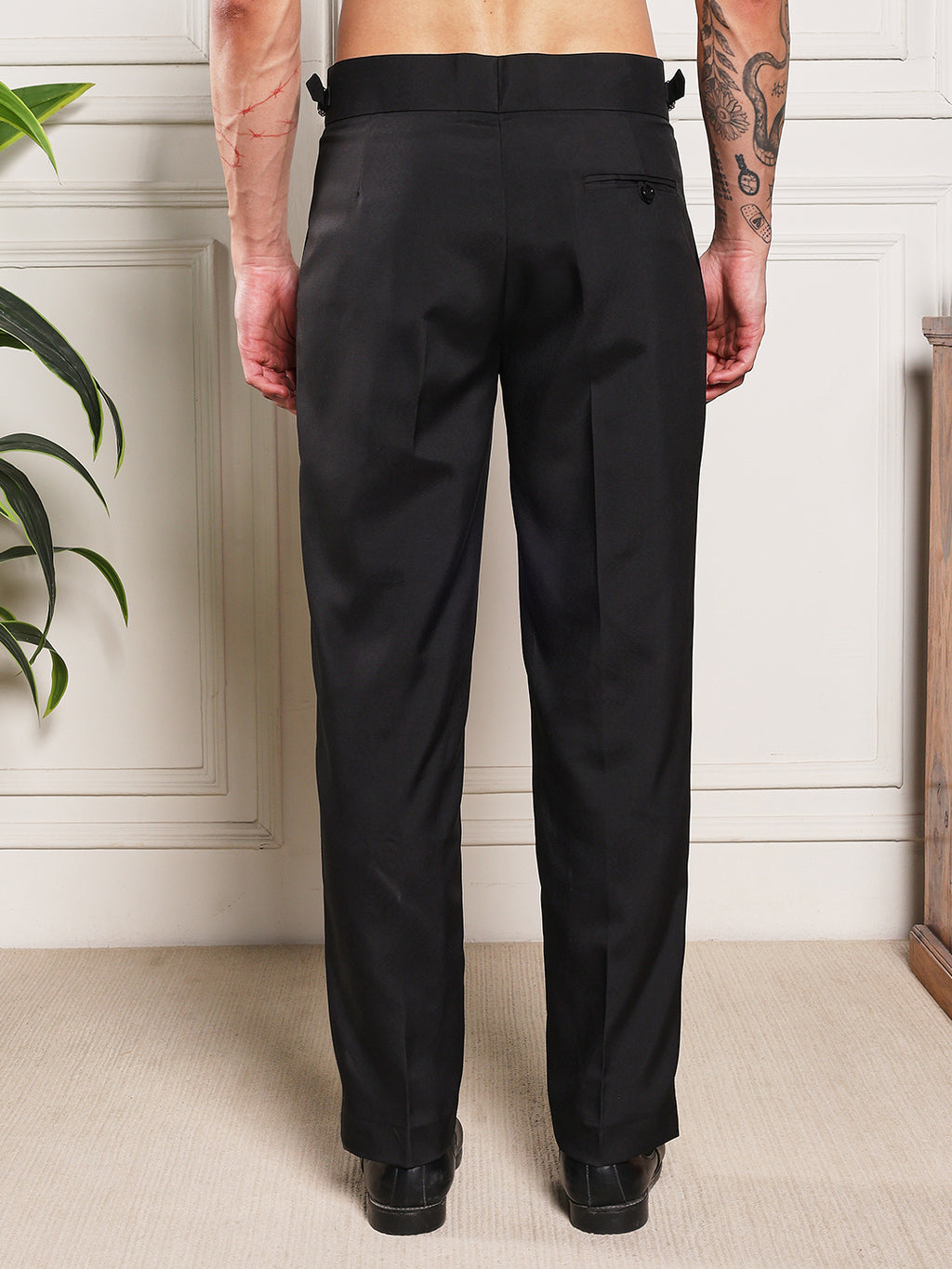 Loose Fit Double Button Royal Black Gurkha Pants