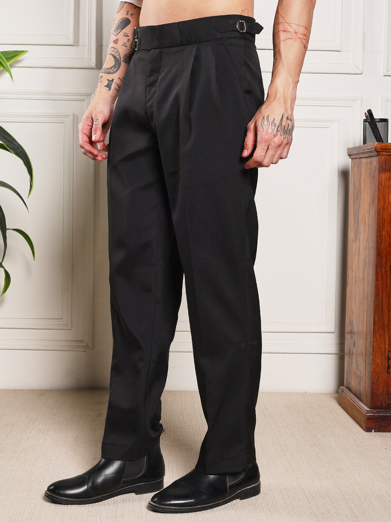 Loose Fit Double Buckle Royal Black Gurkha Pants