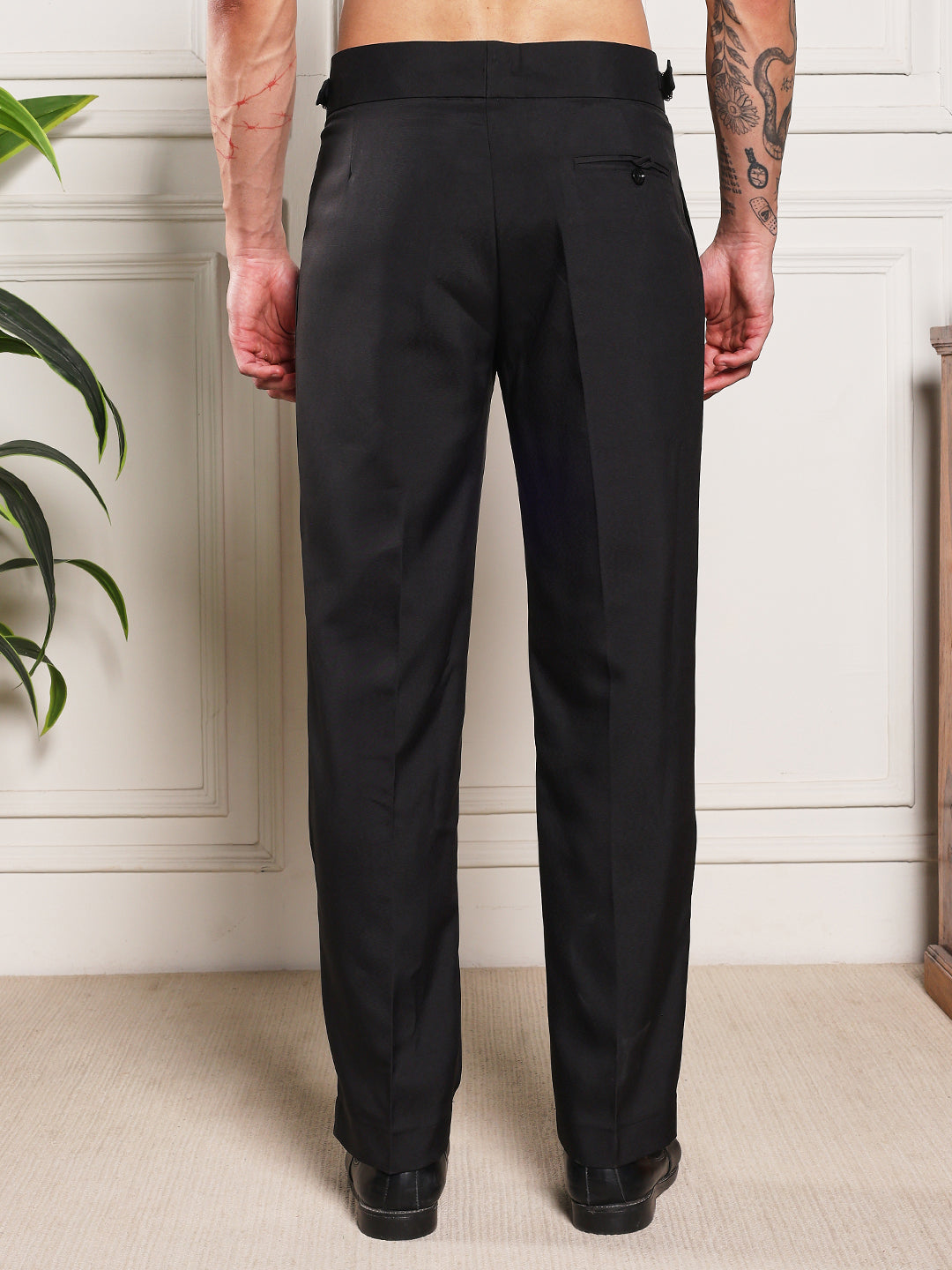 Loose Fit Single Buckle Royal Black Gurkha Pants