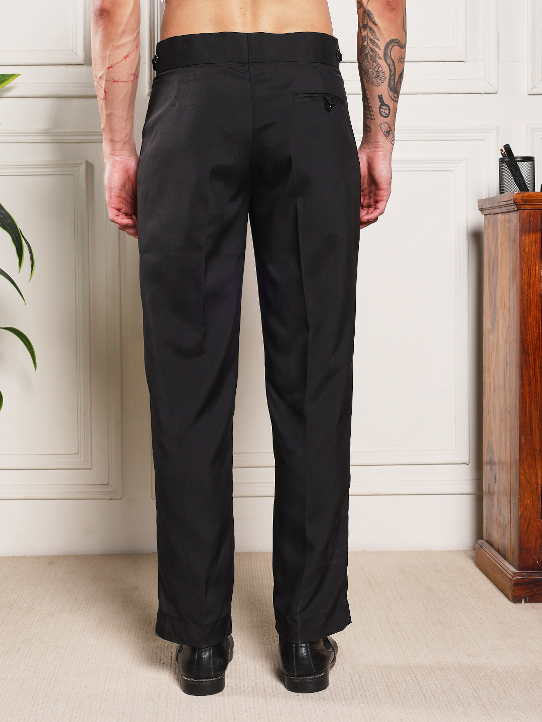 Loose Fit Classic Button Royal Black Gurkha Pants