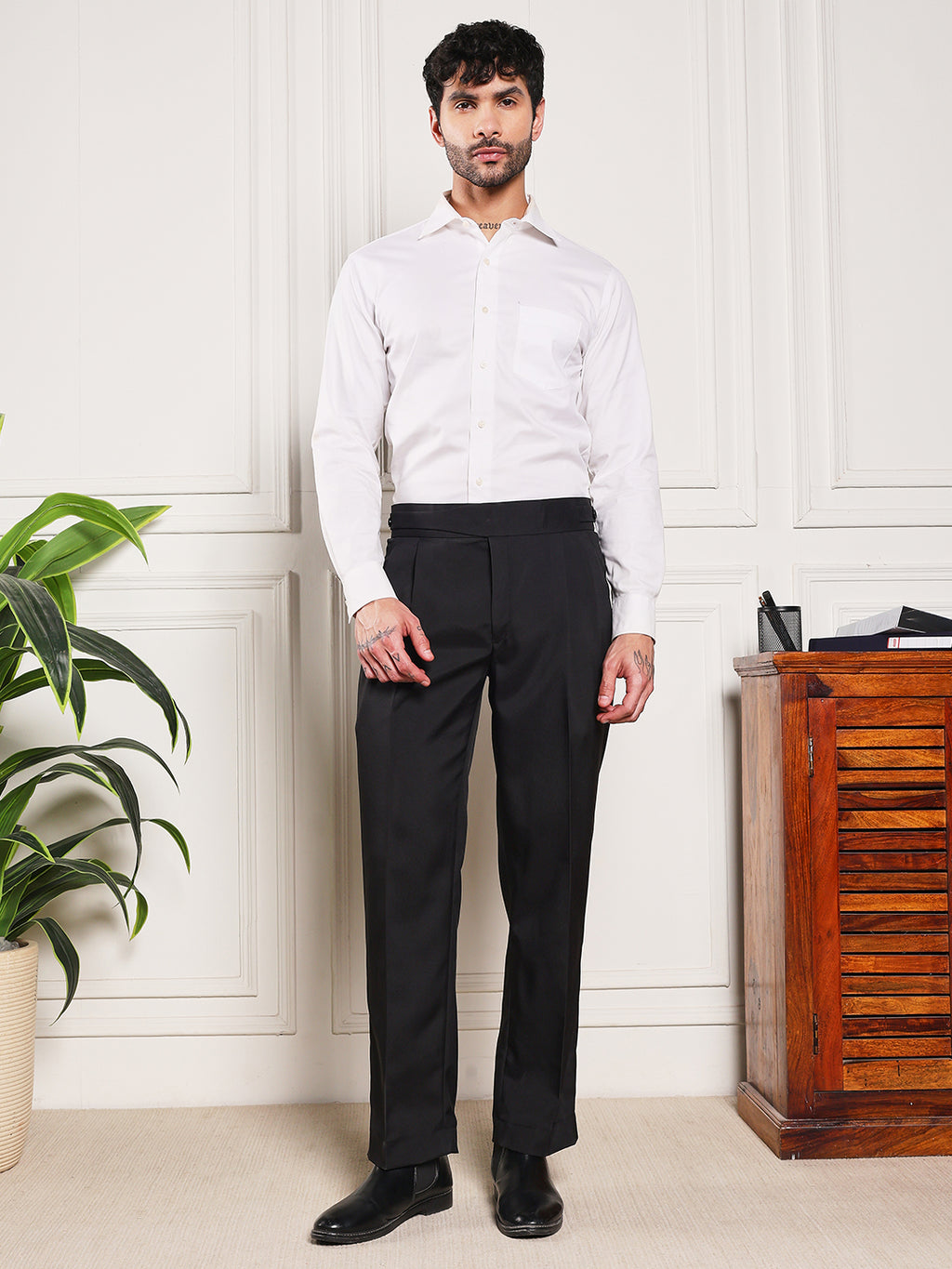 Loose Fit Classic Button Royal Black Gurkha Pants