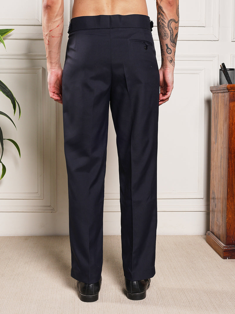 Loose Fit Classic Buckle Navy Blue Gurkha Pants