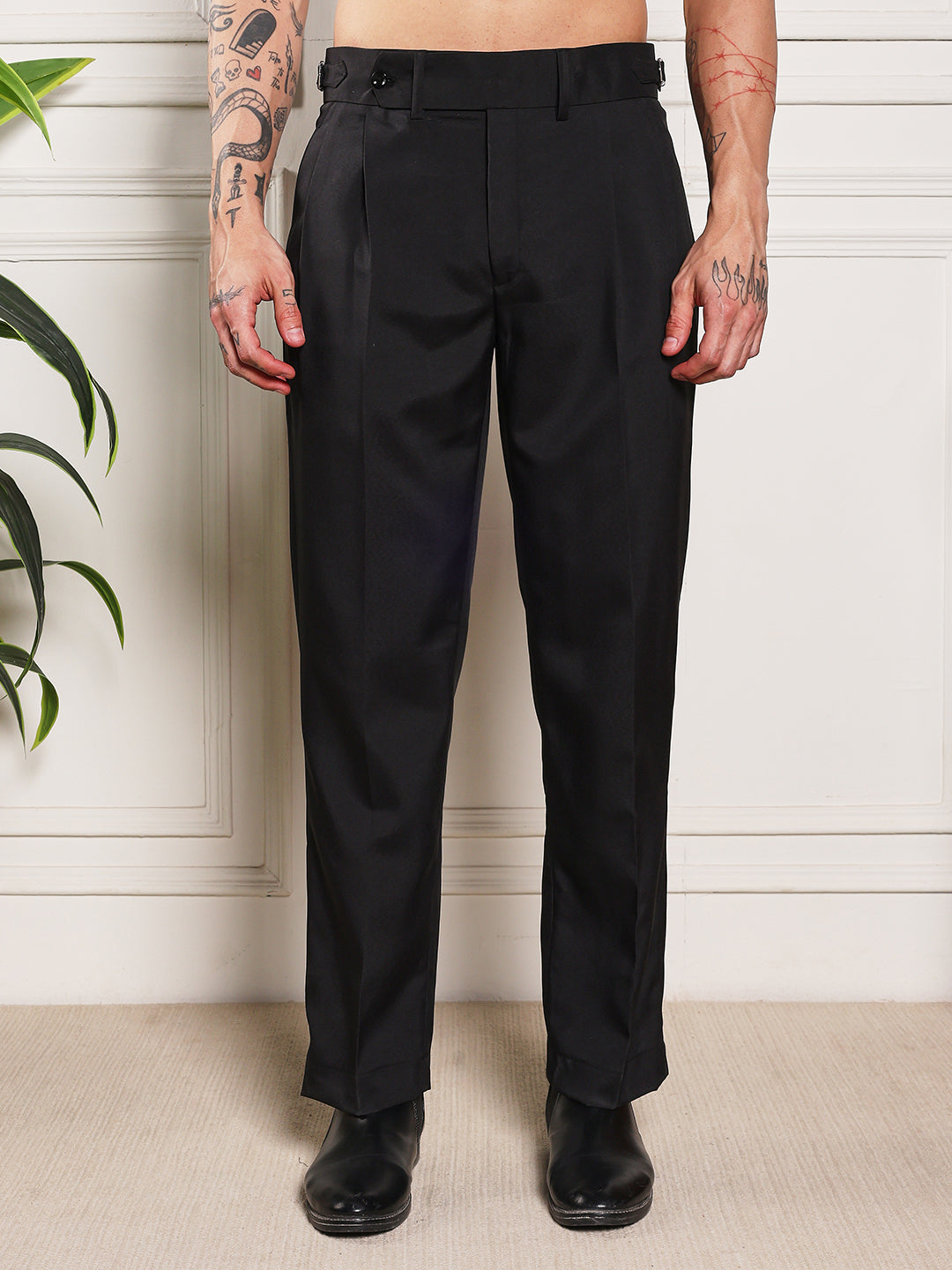Loose Fit Signature Buckle Royal Black Gurkha Pants