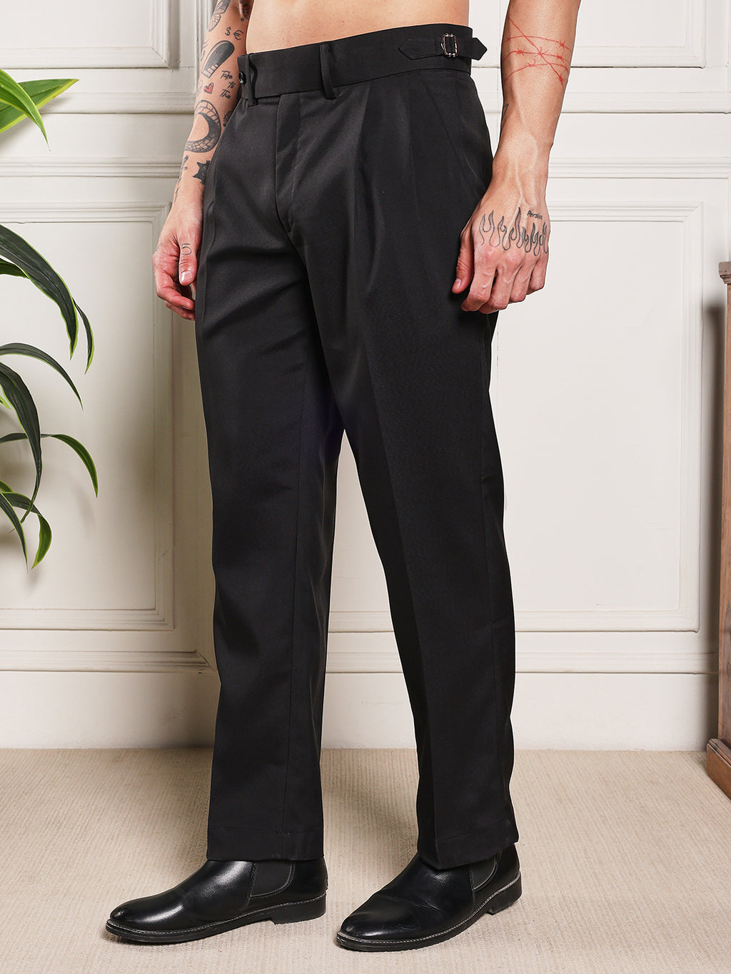 Loose Fit Signature Buckle Royal Black Gurkha Pants