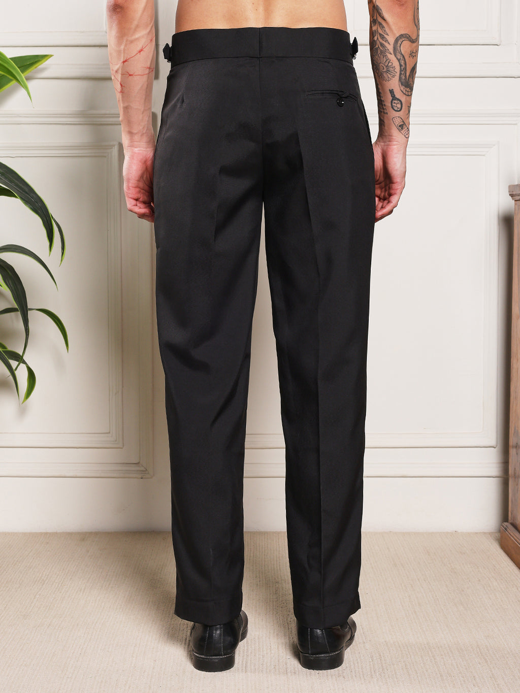 Loose Fit Signature Buckle Royal Black Gurkha Pants