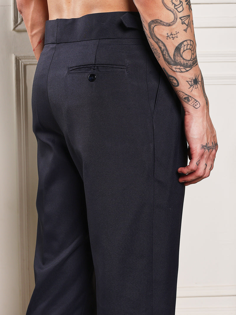 Loose Fit Double Buckle Navy Blue Gurkha Pants