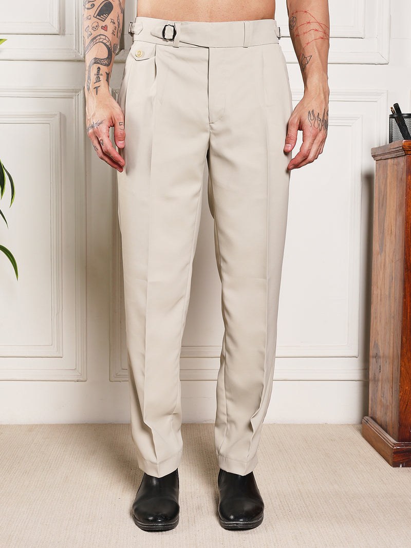 Loose Fit Single Buckle Cream Beige Gurkha Pants