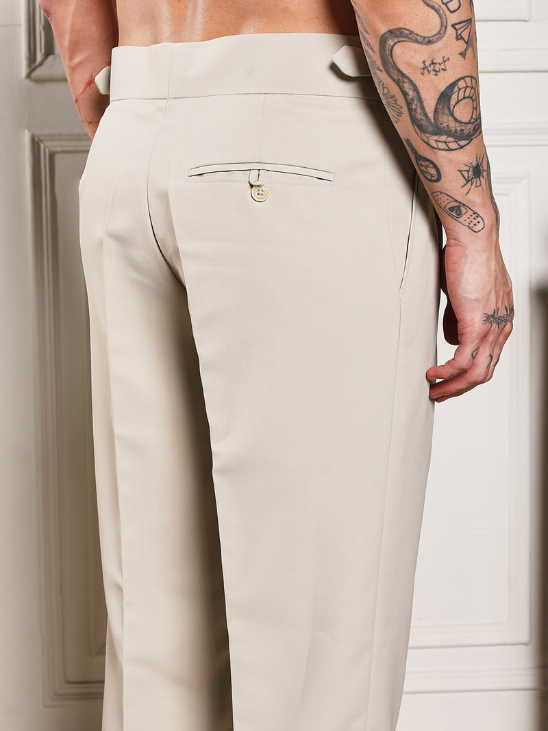 Loose Fit Single Buckle Cream Beige Gurkha Pants