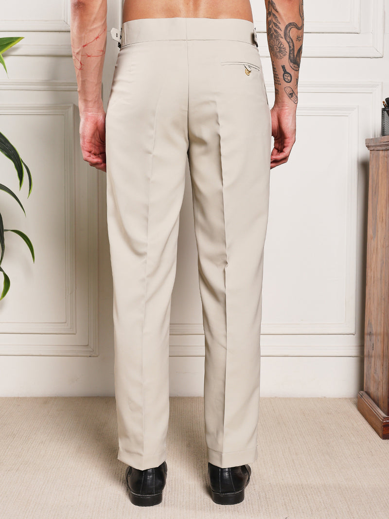Loose Fit Classic Buckle Cream Beige Gurkha Pants