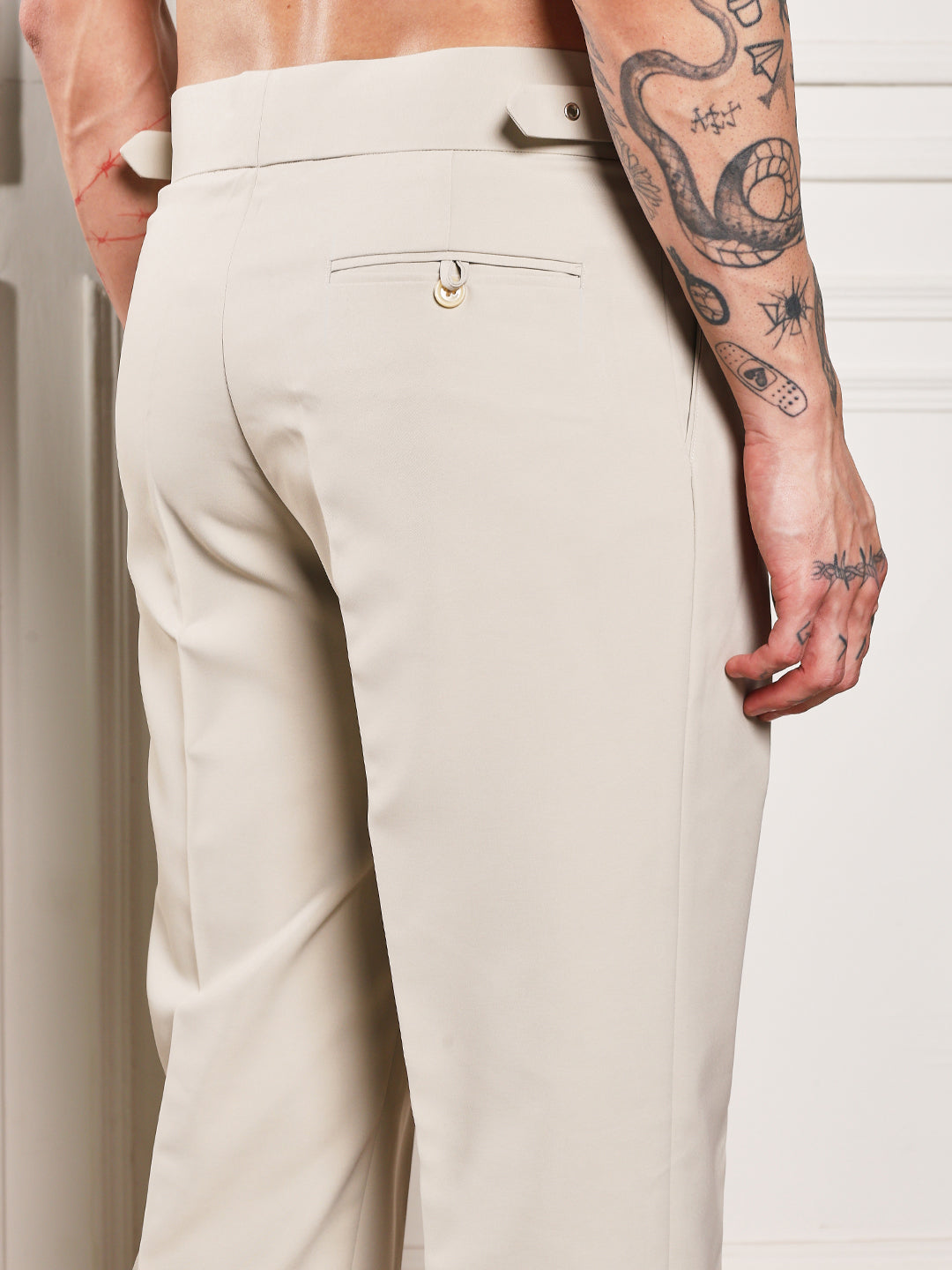 Loose Fit Classic Buckle Cream Beige Gurkha Pants