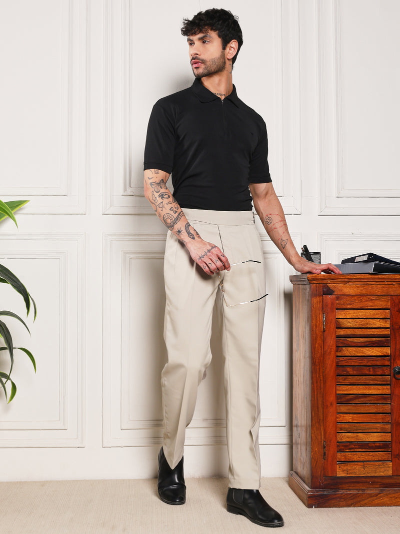 Loose Fit Classic Buckle Cream Beige Gurkha Pants