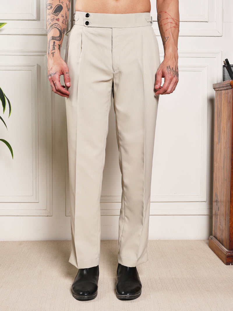 Loose Fit Double Button Cream Beige Gurkha Pants