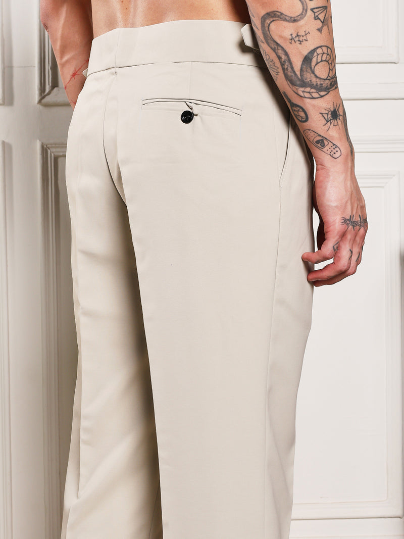 Loose Fit Double Button Cream Beige Gurkha Pants