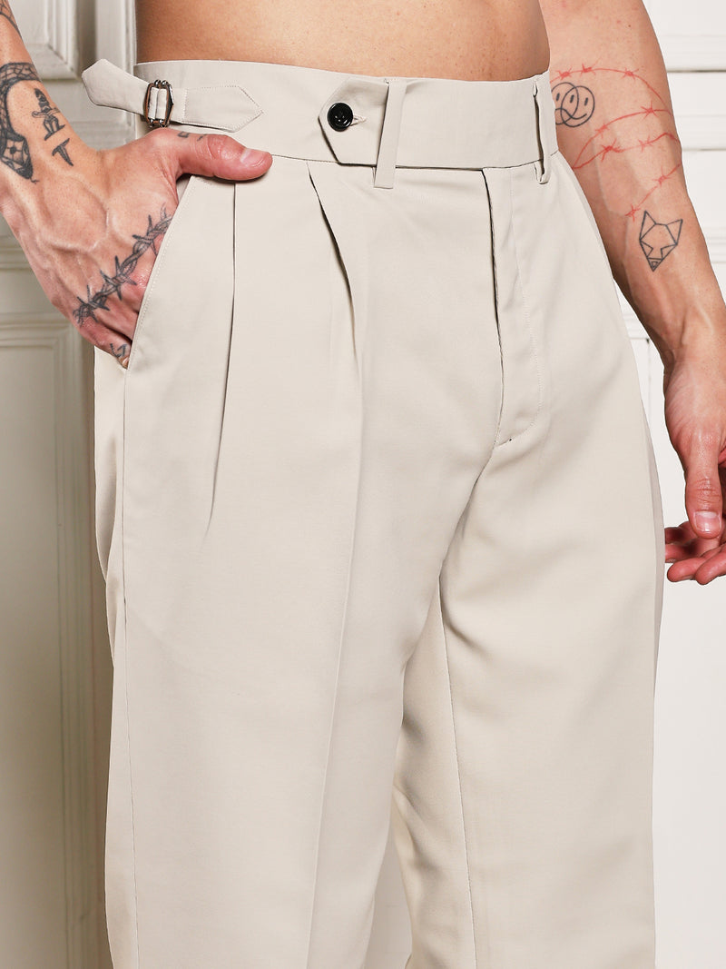 Loose Fit Signature Buckle Cream Beige Gurkha Pants