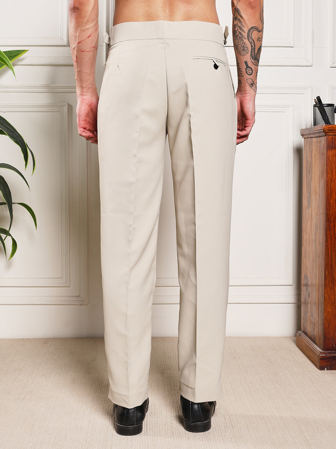 Loose Fit Signature Buckle Cream Beige Gurkha Pants