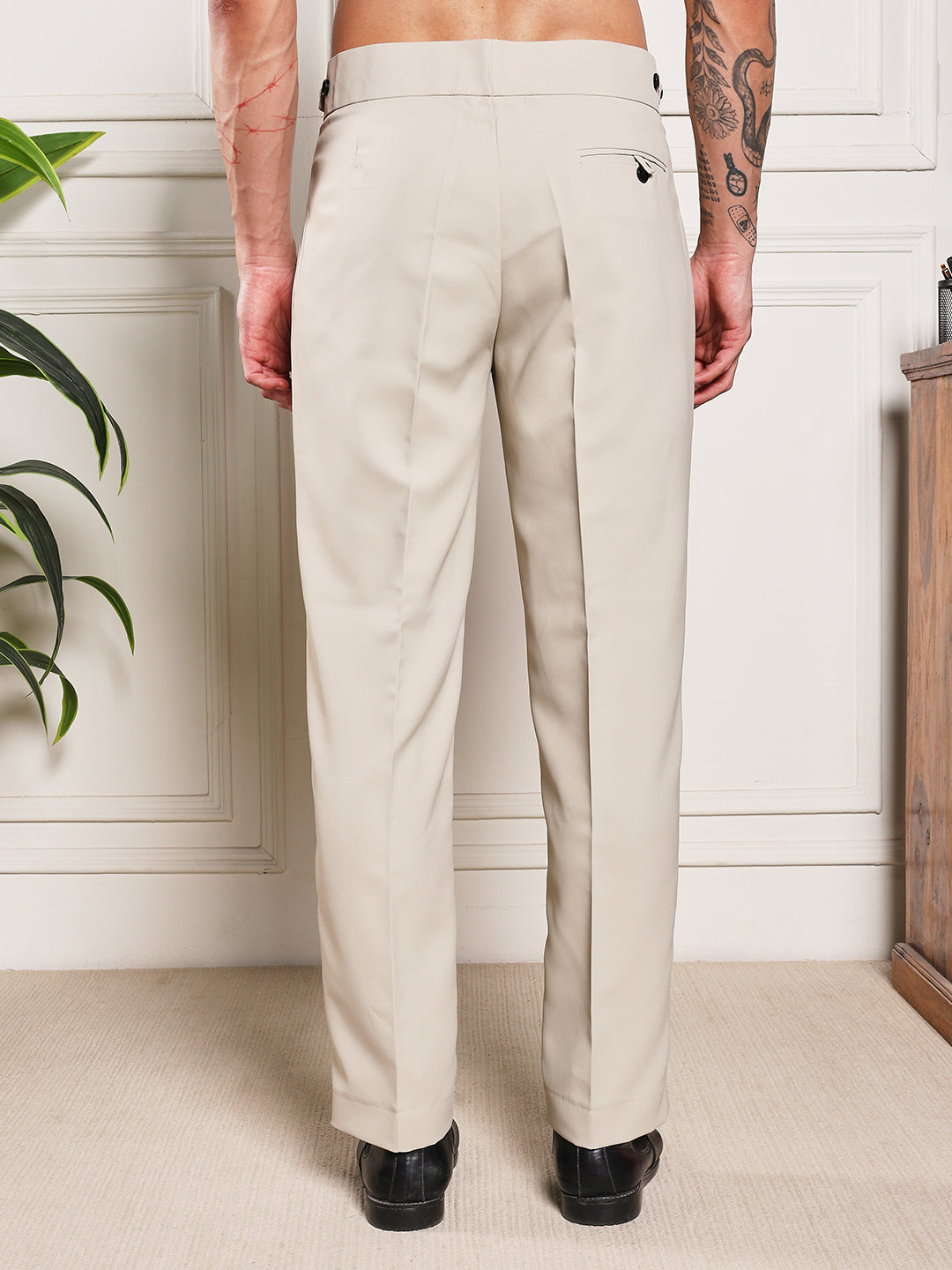 Loose Fit Classic Button Cream Beige Gurkha Pants