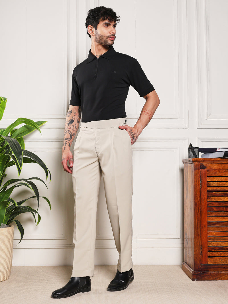 Loose Fit Classic Button Cream Beige Gurkha Pants