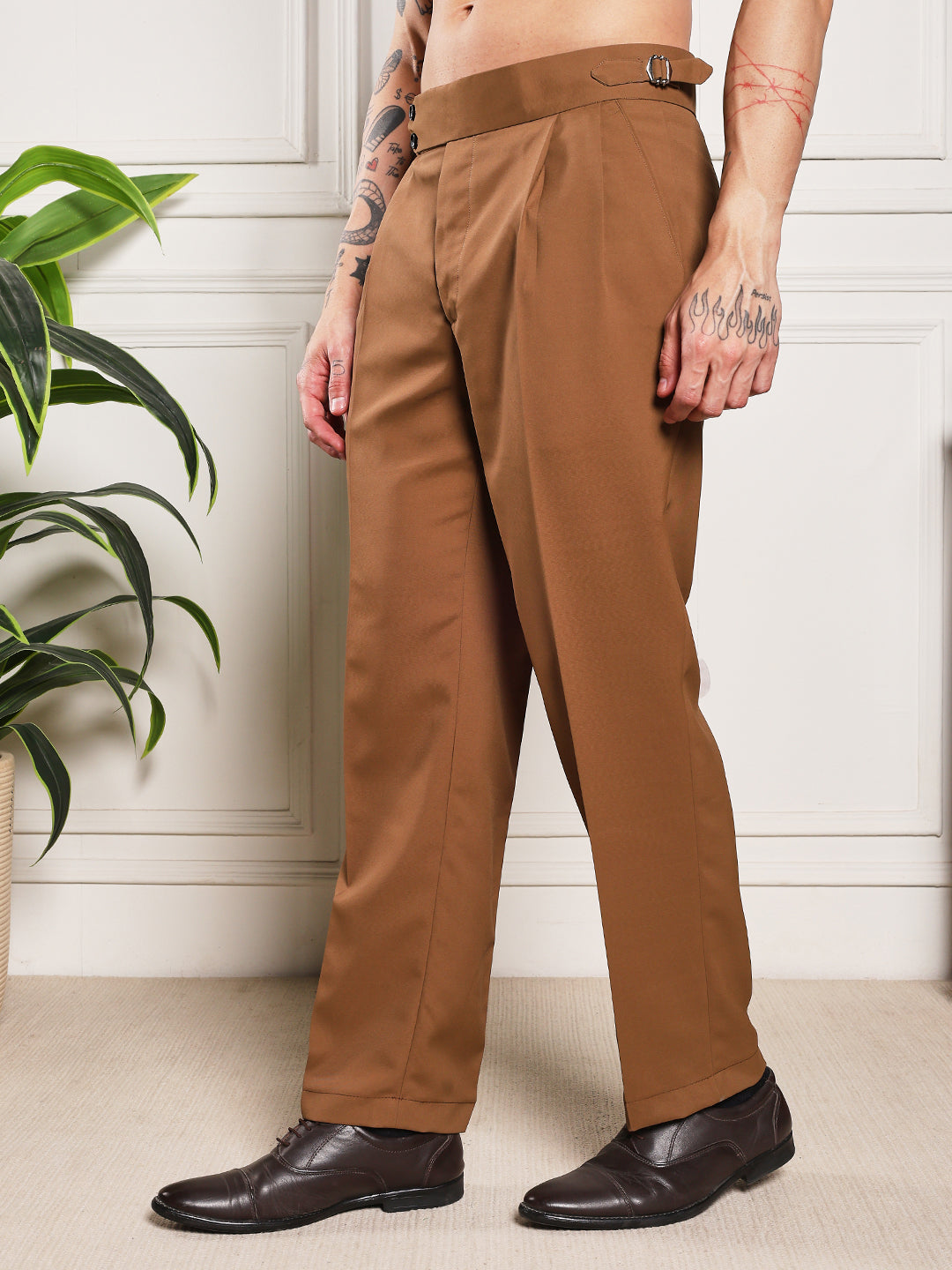 Loose Fit Double Button Royal Brown Gurkha Pants