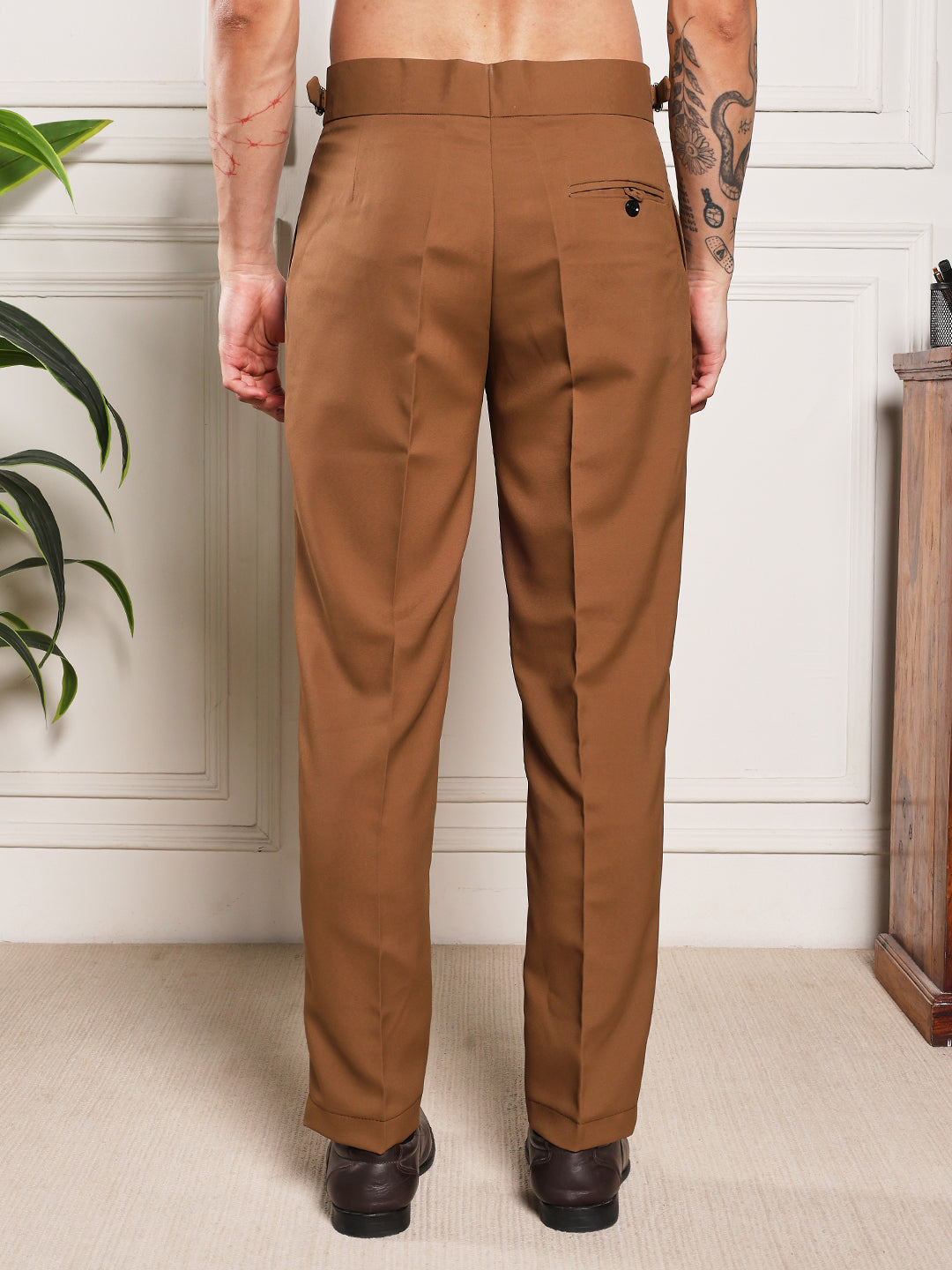 Loose Fit Double Button Royal Brown Gurkha Pants