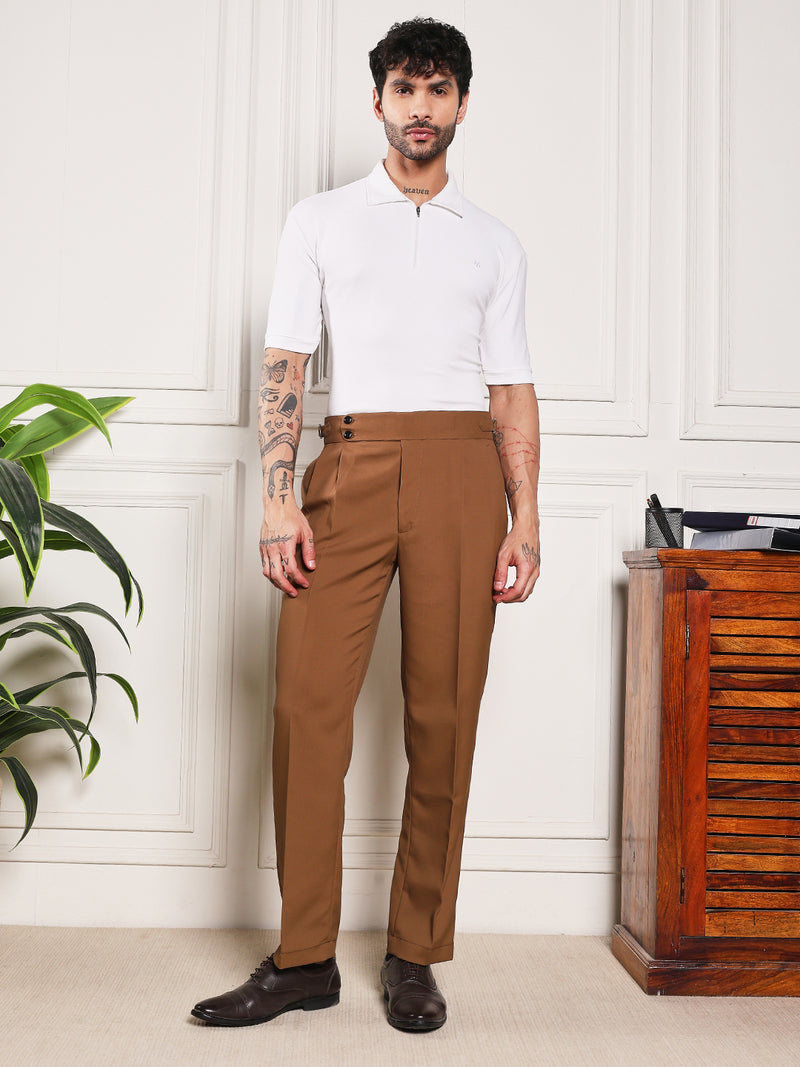 Loose Fit Double Button Royal Brown Gurkha Pants
