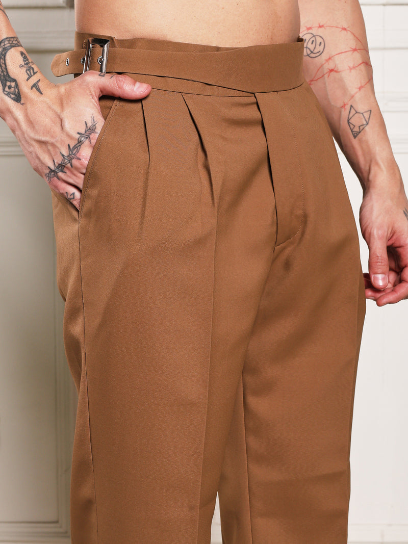 Loose Fit Classic Buckle Royal Brown Gurkha Pants