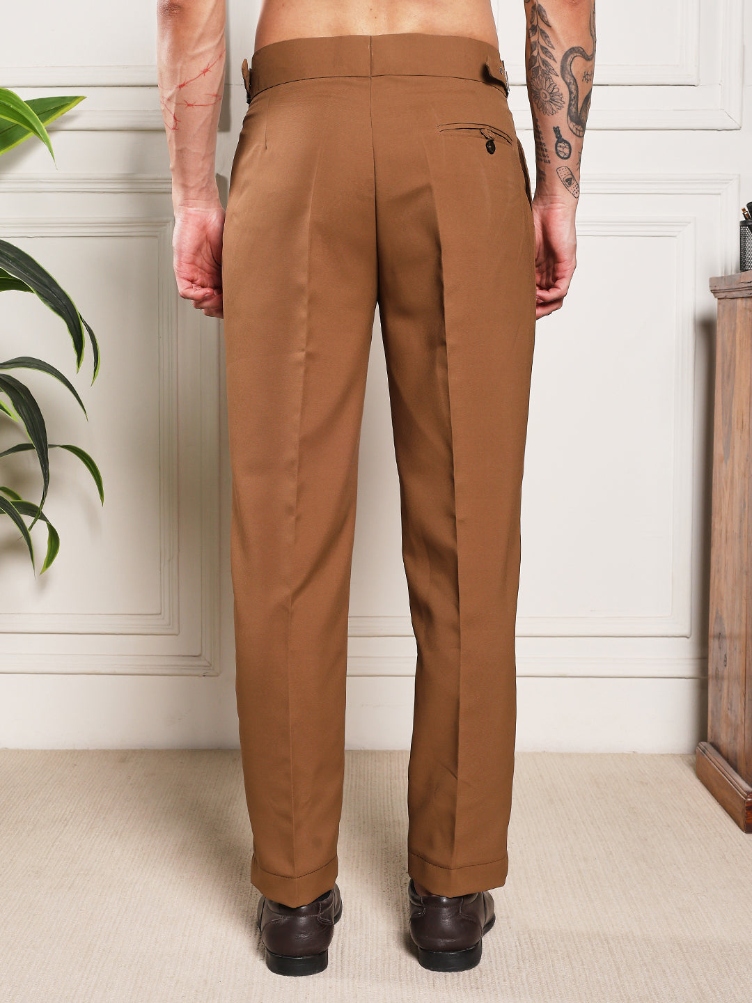 Loose Fit Classic Buckle Royal Brown Gurkha Pants
