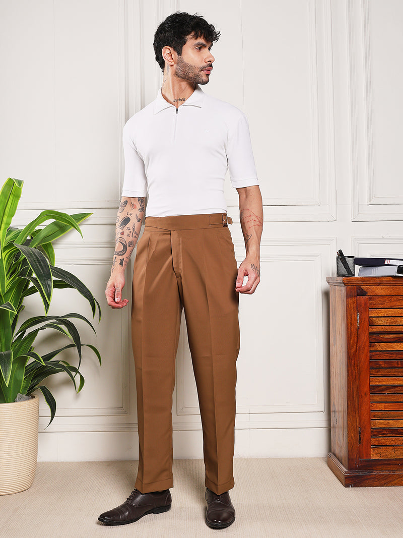 Loose Fit Classic Buckle Royal Brown Gurkha Pants
