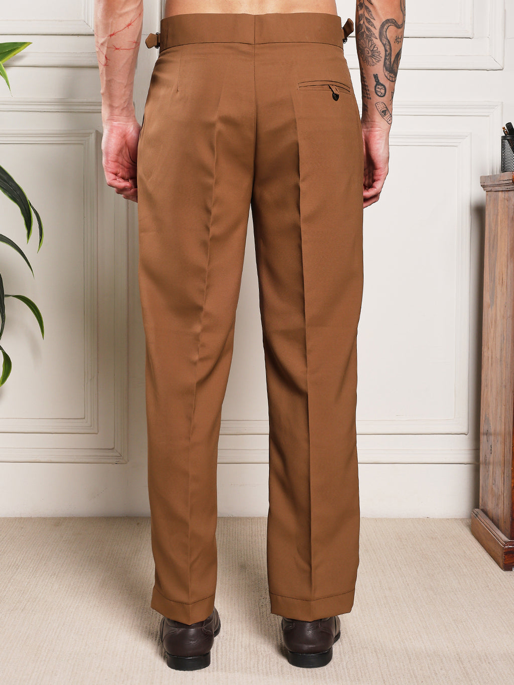 Loose Fit Double Buckle Royal Brown Gurkha Pants