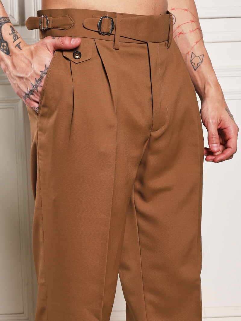Loose Fit Single Buckle Royal Brown Gurkha Pants