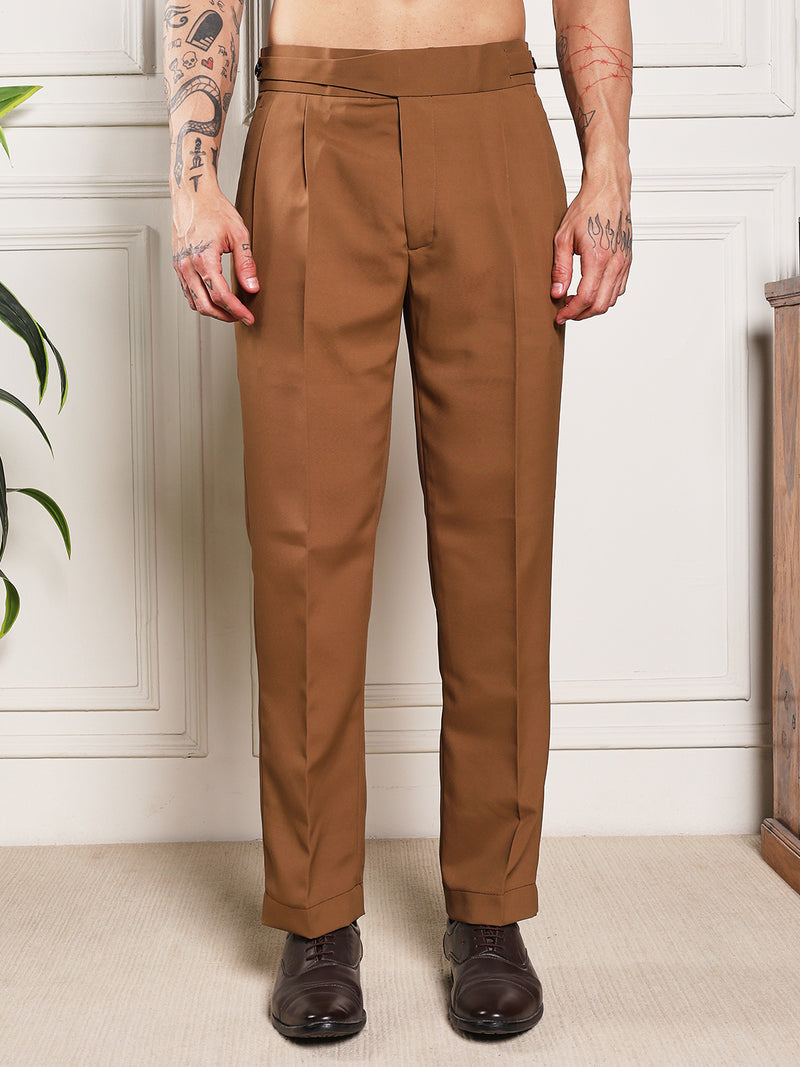 Loose Fit Classic Button Royal Brown Gurkha Pants