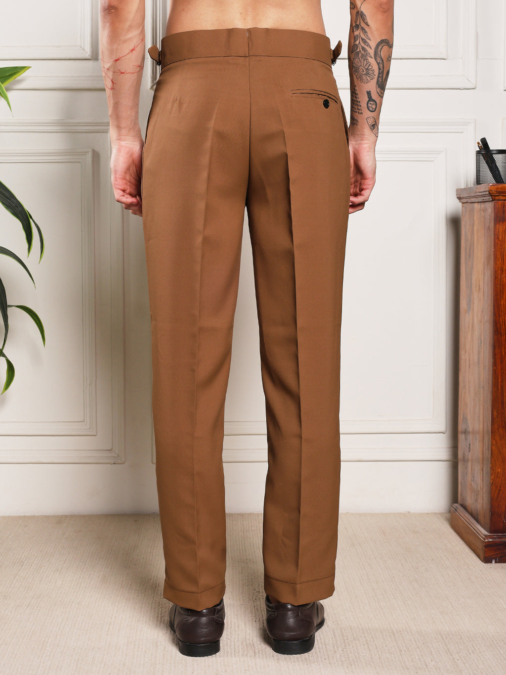 Loose Fit Signature Buckle Royal Brown Gurkha Pants