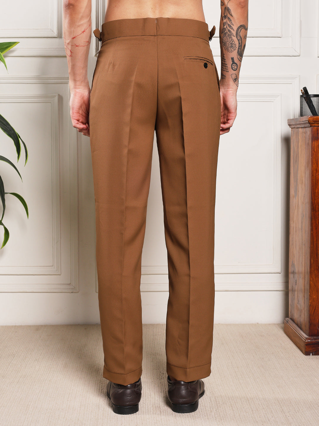 Loose Fit Signature Buckle Royal Brown Gurkha Pants
