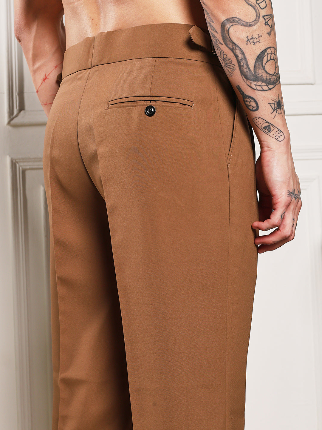 Loose Fit Signature Buckle Royal Brown Gurkha Pants