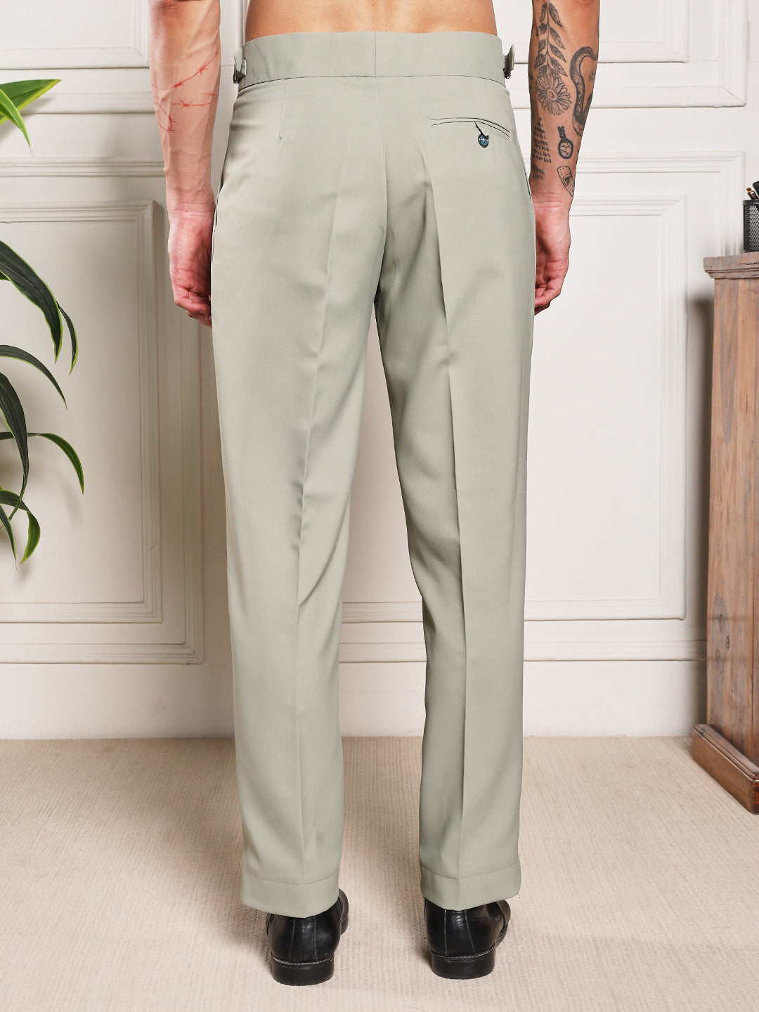 Loose Fit Double Buckle Classic Sage Gurkha Pants