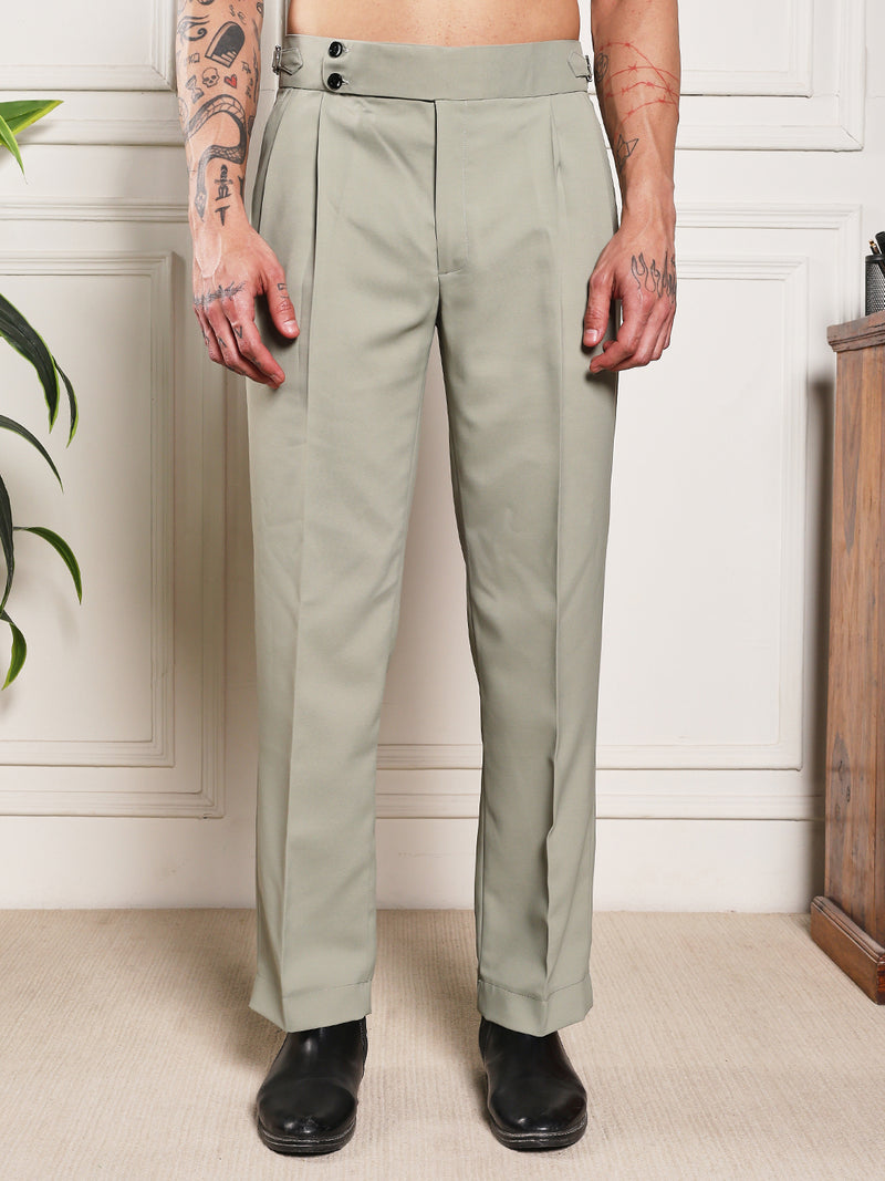 Loose Fit Double Button Classic Sage Gurkha Pants