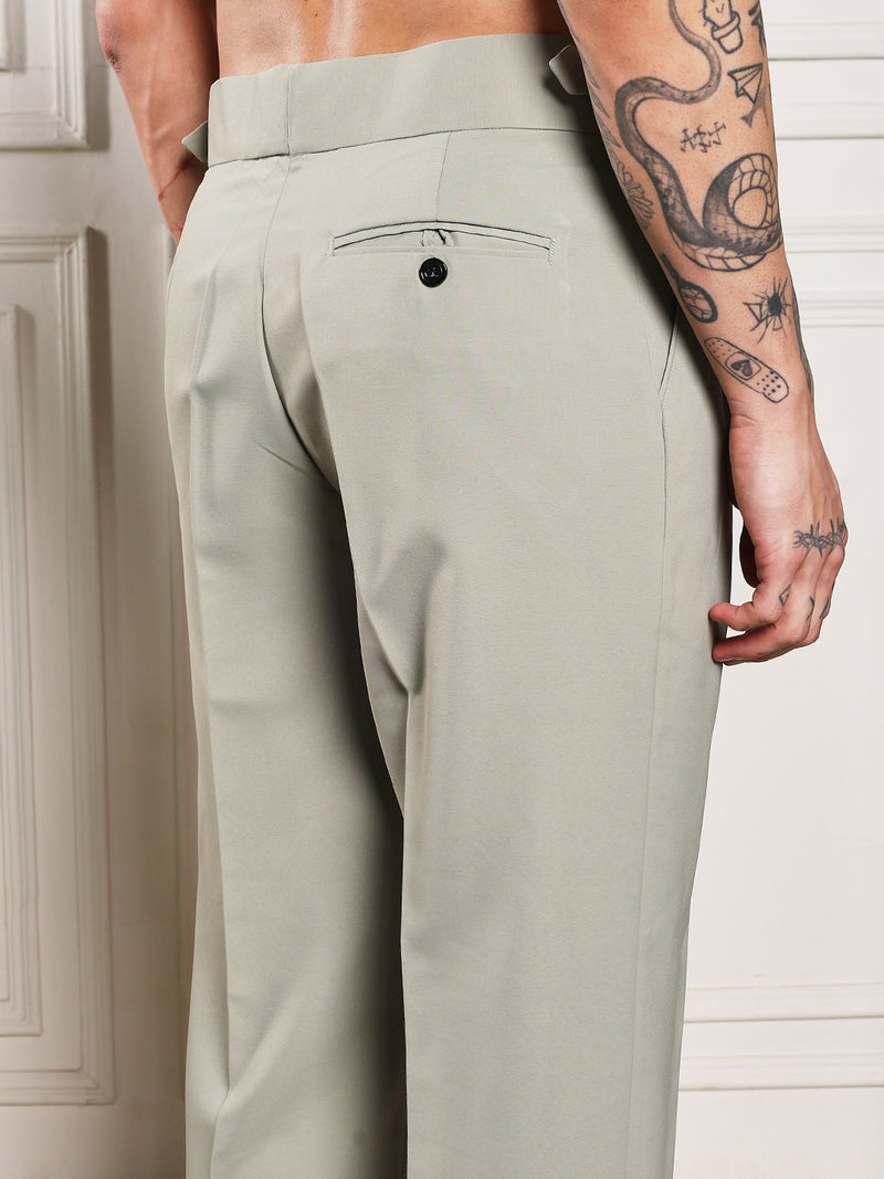 Loose Fit Double Button Classic Sage Gurkha Pants