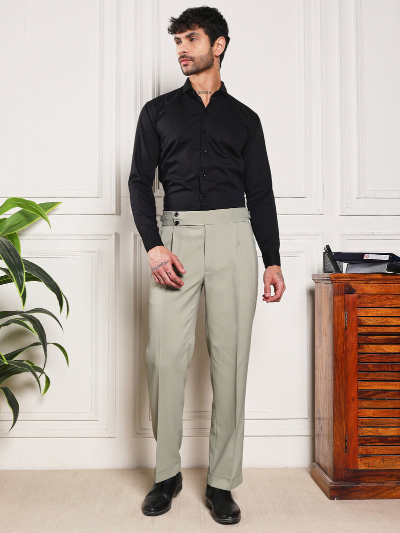Loose Fit Double Button Classic Sage Gurkha Pants