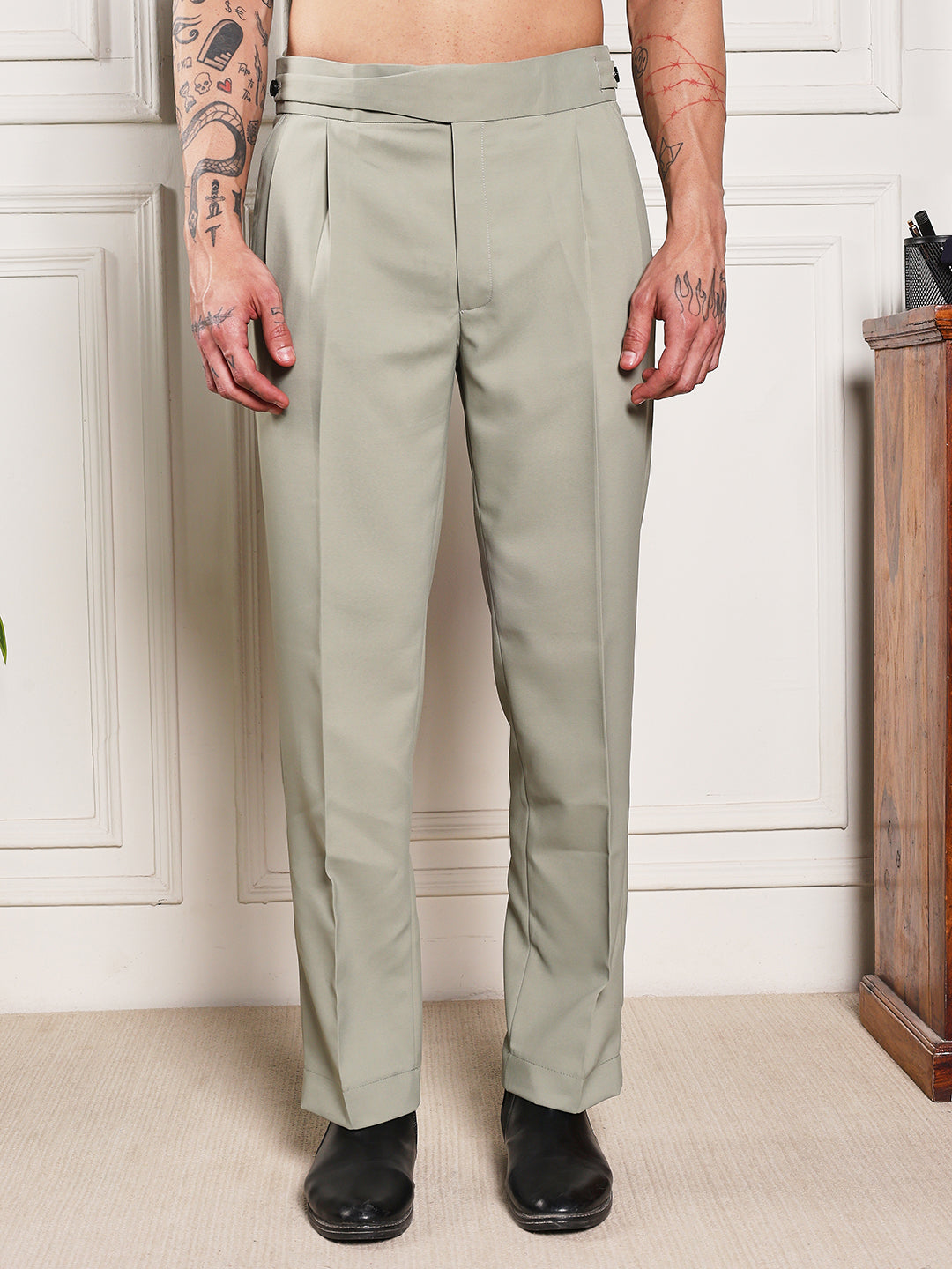 Loose Fit Classic Button Classic Sage Gurkha Pants