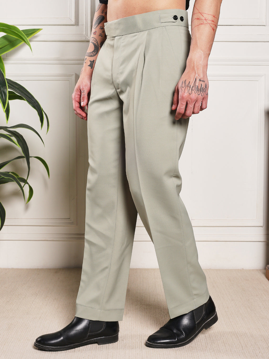 Loose Fit Classic Button Classic Sage Gurkha Pants