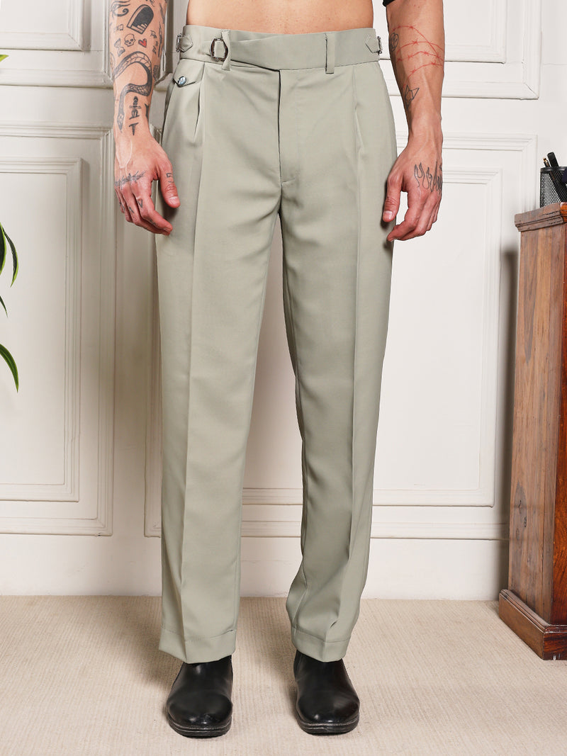 Loose Fit Single Buckle Classic Sage Gurkha Pants