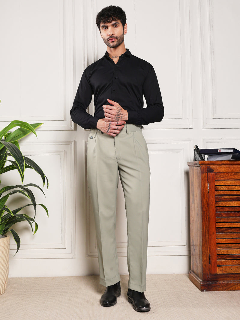 Loose Fit Single Buckle Classic Sage Gurkha Pants