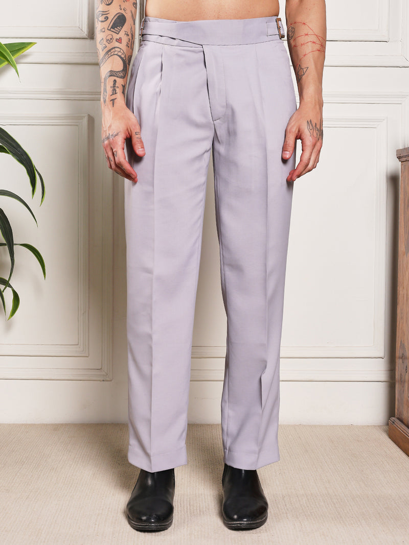 Loose Fit Classic Buckle Light Grey Gurkha Pants
